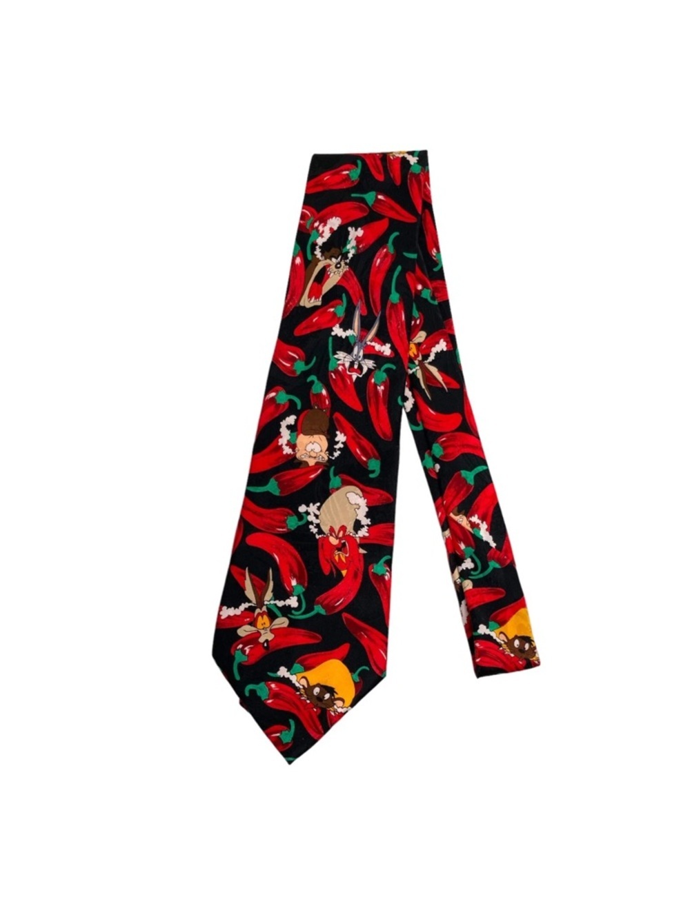Looney Tunes Men Necktie Tie Hot Chili Pepper 1994 Cartoon Bugs Taz Lg1